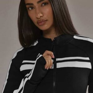 Дамско спортно късо горнище Musera Sport (ленти) – черно